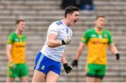 19 February 2023; Gary Mohan of Monaghan celebrates a second half point during the Allianz Football League Division One match between Monaghan and Donegal at St Tiernach's Park in Clones, Monaghan. Photo by Ramsey Cardy/Sportsfile