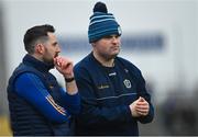 19 February 2023; Roscommon manager Davy Burke, right, and selector Mark McHugh during the Allianz Football League Division One match between Roscommon and Armagh at Dr Hyde Park in Roscommon. Photo by Harry Murphy/Sportsfile