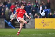 19 February 2023; Sam Mulroy of Louth kicks a free during the Allianz Football League Division Two match between Louth and Limerick at Páirc Mhuire in Ardee, Louth. Photo by Ben McShane/Sportsfile
