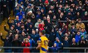 19 February 2023; Roscommon supporters celebrate at the full-time whistle after the Allianz Football League Division One match between Roscommon and Armagh at Dr Hyde Park in Roscommon. Photo by Harry Murphy/Sportsfile