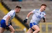 19 February 2023; Sean Jones of Monaghan celebrates after scoring his side's first goal during the Allianz Football League Division One match between Monaghan and Donegal at St Tiernach's Park in Clones, Monaghan. Photo by Ramsey Cardy/Sportsfile