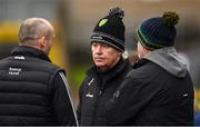 19 February 2023; Donegal manager Paddy Carr, centre, with selectors Paddy Bradley, left, and Aidan O'Rourke after their defeat in the Allianz Football League Division One match between Monaghan and Donegal at St Tiernach's Park in Clones, Monaghan. Photo by Ramsey Cardy/Sportsfile