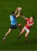 19 February 2023; Niall Scully of Dublin in action against Sean Powter of Cork during the Allianz Football League Division Two match between Cork and Dublin at Páirc Ui Chaoimh in Cork. Photo by Eóin Noonan/Sportsfile