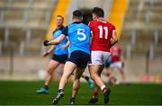 19 February 2023; Lee Gannon of Dublin collides with Sean Powter resulting in a red card for Lee Gannon during the Allianz Football League Division Two match between Cork and Dublin at Páirc Ui Chaoimh in Cork. Photo by Eóin Noonan/Sportsfile