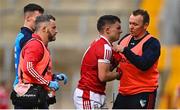 19 February 2023; Sean Powter of Cork receives medical attention for an injury after colliding with Lee Gannon of Dublin during the Allianz Football League Division Two match between Cork and Dublin at Páirc Ui Chaoimh in Cork. Photo by Eóin Noonan/Sportsfile