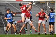 19 February 2023; Conor Corbett, left, and Ruairí Deane of Cork in action against Michael Fitzsimons of Dublin during the Allianz Football League Division Two match between Cork and Dublin at Páirc Ui Chaoimh in Cork. Photo by Eóin Noonan/Sportsfile