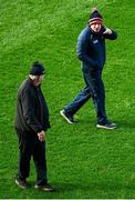 19 February 2023; Cork manager John Cleary speaking to Cork gaa photogrpaher George Hatchell during the Allianz Football League Division Two match between Cork and Dublin at Páirc Ui Chaoimh in Cork. Photo by Eóin Noonan/Sportsfile