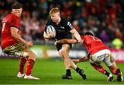 17 February 2023; Iestyn Hopkins of Ospreys in action against Antoine Frisch, right, and Gavin Coombes of Munster during the United Rugby Championship match between Munster and Ospreys at Thomond Park in Limerick. Photo by Sam Barnes/Sportsfile