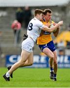 19 February 2023; Darragh Bohannon of Clare in action against Kevin Feely of Kildare during the Allianz Football League Division Two match between Clare and Kildare at Cusack Park in Ennis, Clare. Photo by Seb Daly/Sportsfile