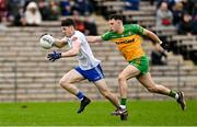 19 February 2023; Stephen O'Hanlon of Monaghan in action against Caolan McColgan of Donegal during the Allianz Football League Division One match between Monaghan and Donegal at St Tiernach's Park in Clones, Monaghan. Photo by Ramsey Cardy/Sportsfile