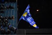 18 February 2023; A Leinster Rugby flag is waved during the United Rugby Championship match between Leinster and Dragons at RDS Arena in Dublin. Photo by Tyler Miller/Sportsfile
