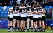 20 February 2023; Newbridge College players huddle before the Bank of Ireland Leinster Rugby Schools Senior Cup Quarter Final match between CBC Monkstown and Newbridge College at Energia Park in Dublin. Photo by Harry Murphy/Sportsfile