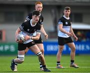 20 February 2023; Ruairi Munnelly of Newbridge College during the Bank of Ireland Leinster Rugby Schools Senior Cup Quarter Final match between CBC Monkstown and Newbridge College at Energia Park in Dublin. Photo by Harry Murphy/Sportsfile