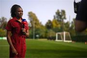 20 February 2023; Sky Sports News reporter Jessica Creighton during a Republic of Ireland women training session at Dama de Noche Football Center in Marbella, Spain. Photo by Stephen McCarthy/Sportsfile