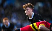 20 February 2023; Tadhg Brophy of Newbridge College during the Bank of Ireland Leinster Rugby Schools Senior Cup Quarter Final match between CBC Monkstown and Newbridge College at Energia Park in Dublin. Photo by Harry Murphy/Sportsfile