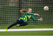 20 February 2023; Goalkeeper Grace Moloney during a Republic of Ireland women training session at Dama de Noche Football Center in Marbella, Spain. Photo by Stephen McCarthy/Sportsfile
