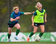 20 February 2023; Denise O'Sullivan and Aoife Mannion, left, during a Republic of Ireland women training session at Dama de Noche Football Center in Marbella, Spain. Photo by Stephen McCarthy/Sportsfile