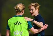 20 February 2023; Manager Vera Pauw and Aoife Mannion during a Republic of Ireland women training session at Dama de Noche Football Center in Marbella, Spain. Photo by Stephen McCarthy/Sportsfile