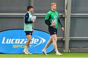 21 February 2023; Jimmy O’Brien and Jamie Osborne during an Ireland rugby squad training session at the IRFU High Performance Centre at the Sport Ireland Campus in Dublin. Photo by Harry Murphy/Sportsfile