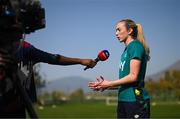 21 February 2023; Megan Connolly speaks to Sky Sports before a Republic of Ireland women training session at Dama de Noche Football Center in Marbella, Spain. Photo by Stephen McCarthy/Sportsfile