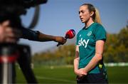 21 February 2023; Megan Connolly speaks to Sky Sports before a Republic of Ireland women training session at Dama de Noche Football Center in Marbella, Spain. Photo by Stephen McCarthy/Sportsfile
