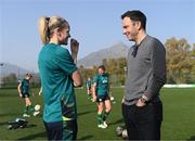 21 February 2023; FAI director of football Marc Canham and Diane Caldwell during a Republic of Ireland women training session at Dama de Noche Football Center in Marbella, Spain. Photo by Stephen McCarthy/Sportsfile