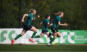21 February 2023; Louise Quinn, left, during a Republic of Ireland women training session at Dama de Noche Football Center in Marbella, Spain. Photo by Stephen McCarthy/Sportsfile