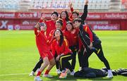 22 February 2023; China PR players take a group selfie before the international friendly match between China PR and Republic of Ireland at Estadio Nuevo Mirador in Algeciras, Spain. Photo by Stephen McCarthy/Sportsfile