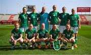 22 February 2023; The Republic of Ireland team, back row, from left, Deborah-Anne de la Harpe, Megan Connolly, goalkeeper Courtney Brosnan, Louise Quinn, Megan Campbell and Lily Agg, front row, from left, Aoife Mannion, Abbie Larkin, Denise O'Sullivan, Katie McCabe and Heather Payne before the international friendly match between China PR and Republic of Ireland at Estadio Nuevo Mirador in Algeciras, Spain. Photo by Stephen McCarthy/Sportsfile
