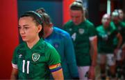 22 February 2023; Republic of Ireland captain Katie McCabe prepares to lead her side out before the international friendly match between China PR and Republic of Ireland at Estadio Nuevo Mirador in Algeciras, Spain. Photo by Stephen McCarthy/Sportsfile