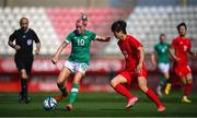 22 February 2023; Denise O'Sullivan of Republic of Ireland and Zhang Rui of China PR during the international friendly match between China PR and Republic of Ireland at Estadio Nuevo Mirador in Algeciras, Spain. Photo by Stephen McCarthy/Sportsfile