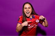 20 February 2023; Kayla Hamric poses for a portrait during a Shelbourne squad portrait session at Tolka Park in Dublin. Photo by Sam Barnes/Sportsfile