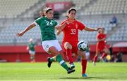 22 February 2023; Marissa Sheva of Republic of Ireland in action against Chen Qiaozhu of China PR during the international friendly match between China PR and Republic of Ireland at Estadio Nuevo Mirador in Algeciras, Spain. Photo by Stephen McCarthy/Sportsfile
