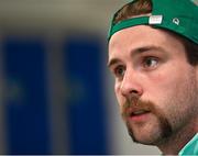 22 February 2023; Mack Hansen during an Ireland rugby media conference at the IRFU High Performance Centre at the Sport Ireland Campus in Dublin. Photo by David Fitzgerald/Sportsfile