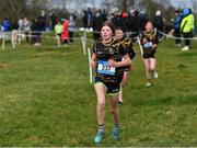 22 February 2023; Grace Mitchell of HRC Mountbellew in Galway competes in the minor girls event during the 123.ie Connacht Schools’ Cross Country Championships at Bushfield in Loughrea, Galway. Photo by Piaras Ó Mídheach/Sportsfile