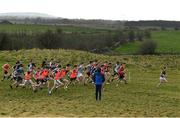 22 February 2023; Participants at the start of the senior boys event during the 123.ie Connacht Schools’ Cross Country Championships at Bushfield in Loughrea, Galway. Photo by Piaras Ó Mídheach/Sportsfile