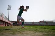 22 February 2023; Megan Campbell of Republic of Ireland takes a throw in during the international friendly match between China PR and Republic of Ireland at Estadio Nuevo Mirador in Algeciras, Spain. Photo by Stephen McCarthy/Sportsfile