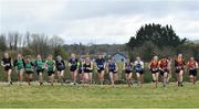 22 February 2023; Participants at the start of the senior girls event during the 123.ie Connacht Schools’ Cross Country Championships at Bushfield in Loughrea, Galway. Photo by Piaras Ó Mídheach/Sportsfile