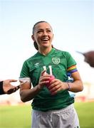 22 February 2023; Katie McCabe of Republic of Ireland speaks to the media after the international friendly match between China PR and Republic of Ireland at Estadio Nuevo Mirador in Algeciras, Spain. Photo by Stephen McCarthy/Sportsfile