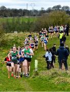 22 February 2023; Lauren Dunne of Davitt College Castlebar in Mayo, 152, in the junior girls event during the 123.ie Connacht Schools’ Cross Country Championships at Bushfield in Loughrea, Galway. Photo by Piaras Ó Mídheach/Sportsfile