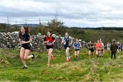 22 February 2023; Participants in the junior girls event during the 123.ie Connacht Schools’ Cross Country Championships at Bushfield in Loughrea, Galway. Photo by Piaras Ó Mídheach/Sportsfile