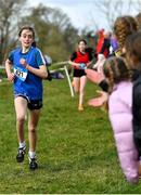 22 February 2023; Maria McDonnell of Sacred Heart Westport in Mayo on her way to finishing third in the junior girls event during the 123.ie Connacht Schools’ Cross Country Championships at Bushfield in Loughrea, Galway. Photo by Piaras Ó Mídheach/Sportsfile