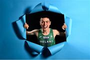 23 February 2023; 3000m runner Darragh McElhinney stands for a portrait during a 2023 European Indoor Championships Team Ireland media morning at the Sport Ireland Conference Centre in Dublin. Photo by Sam Barnes/Sportsfile