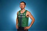 23 February 2023; 800m runner John Fitzsimons stands for a portrait during a 2023 European Indoor Championships Team Ireland media morning at the Sport Ireland Conference Centre in Dublin. Photo by Sam Barnes/Sportsfile