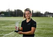 24 February 2023; Emma Duggan of Meath pictured with her GWA Ladies Football Personality of the Year Award at DCU in Dublin. Photo by Harry Murphy/Sportsfile