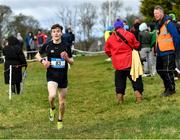 22 February 2023; Declan O'Connell of Clarin College Athenry in Galway on his way to finishing second in the intermediate boys event during the 123.ie Connacht Schools’ Cross Country Championships at Bushfield in Loughrea, Galway. Photo by Piaras Ó Mídheach/Sportsfile