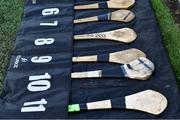 19 February 2023; Spare hurleys on the sideline before the Dillon Quirke Foundation Hurling Challenge match between Tipperary and Kilkenny at FBD Semple Stadium in Thurles, Tipperary. Photo by Piaras Ó Mídheach/Sportsfile