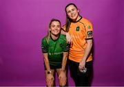 23 February 2023; Avril Brierley and Niamh Reid Burke pose for a portrait during a Peamount United squad portrait session at PRL Park in Greenogue, Dublin. Photo by Seb Daly/Sportsfile