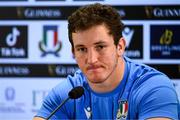 24 February 2023; Captain Michele Lamaro during a Italy rugby media conference at the Stadio Olimpico in Rome, Italy. Photo by Ramsey Cardy/Sportsfile