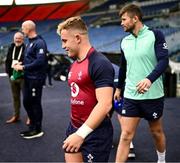 24 February 2023; Craig Casey, left, and Ross Byrne during the Ireland rugby captain's run at the Stadio Olimpico in Rome, Italy. Photo by Ramsey Cardy/Sportsfile